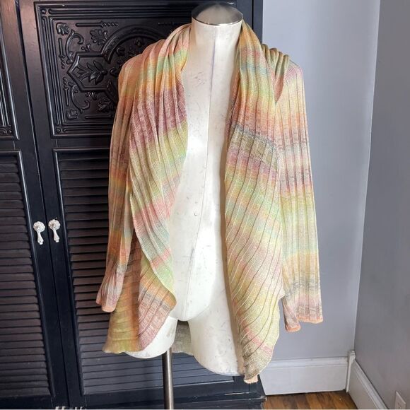 M.& KYOKO Knit Long Circle Cardigan Sweater Rainbow Knit Open 2